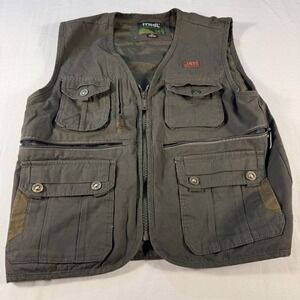 MSDL Hunting Utility Vest Mens XL‎ Olive Green Full Zip Pocketed Outdoor Casual